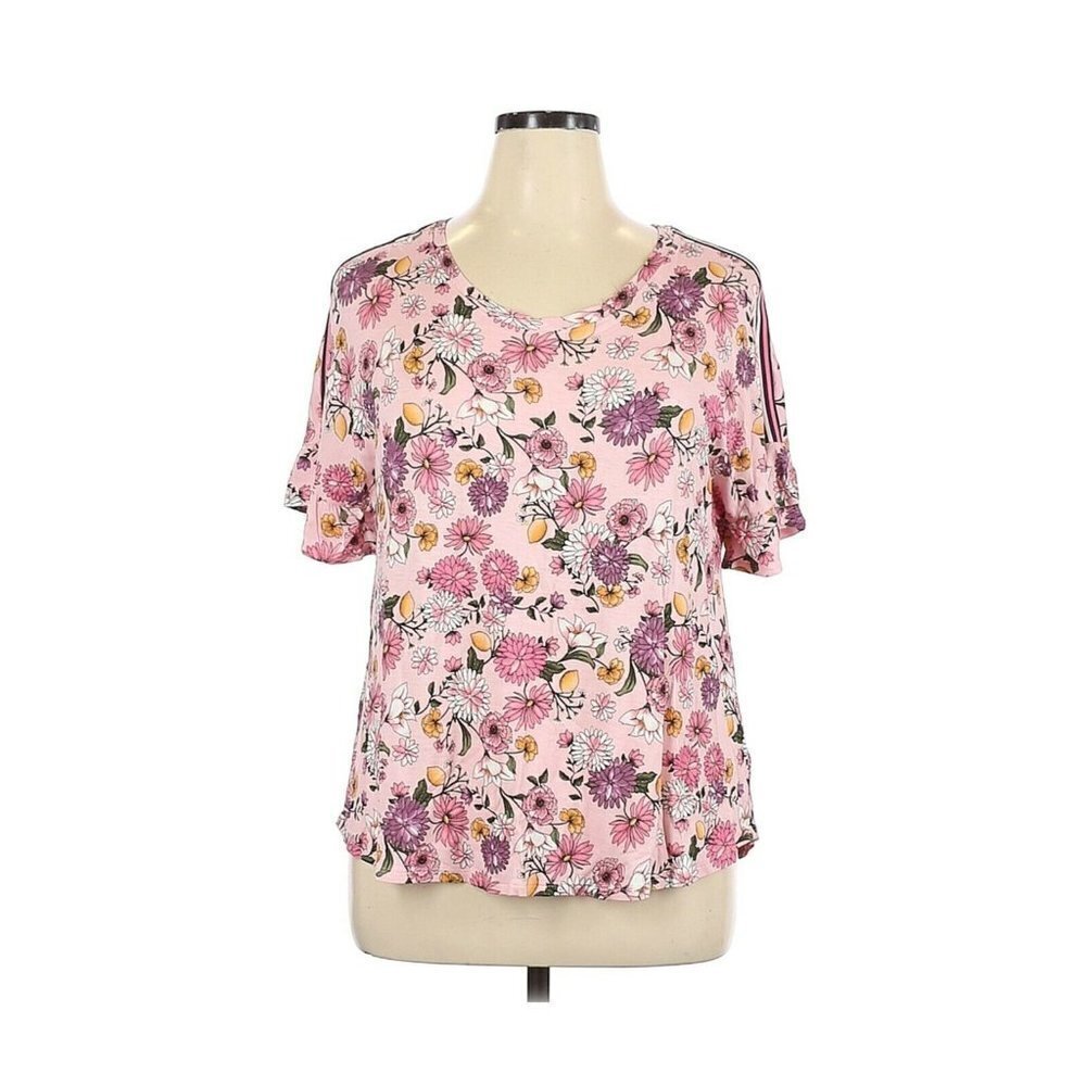 Room Service Floral Print Ruffle Short Sleeve Top